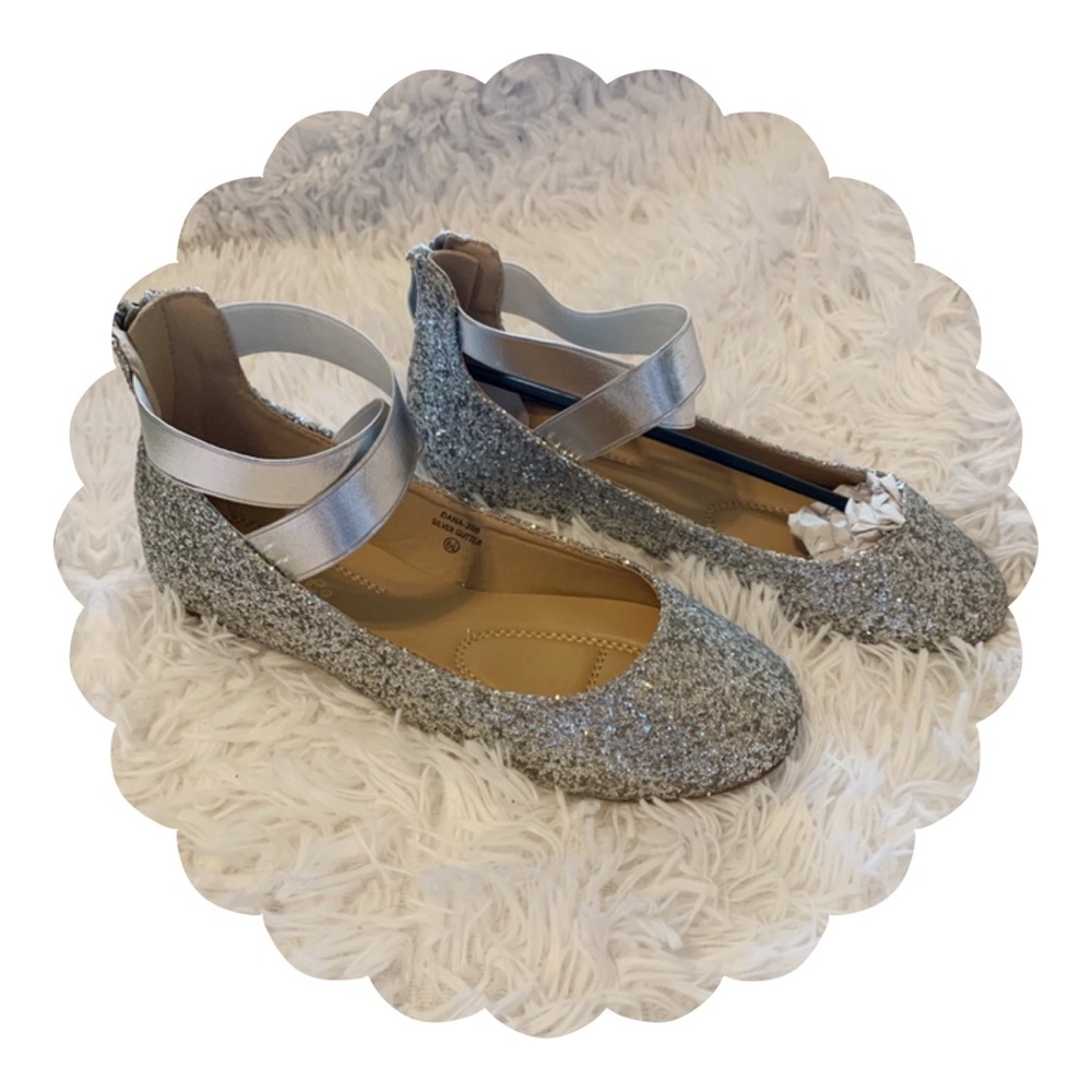Silver glitter flats